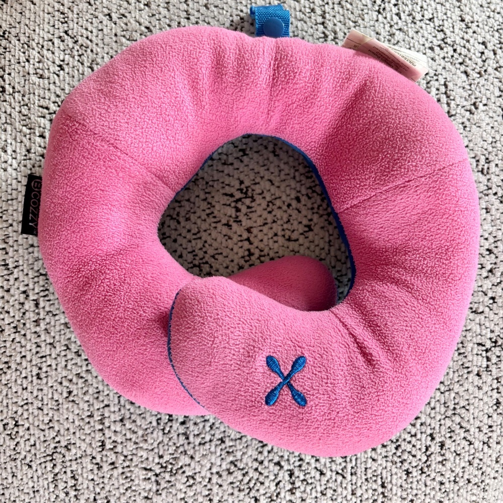BCOZZY Neck Pillow Sz S for Travel Double Support Head Neck Small Kids Pink Blue